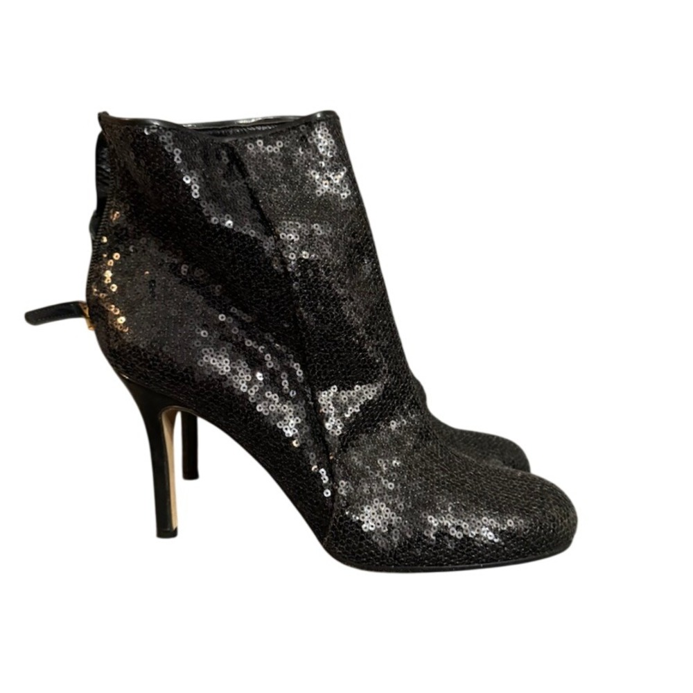 Kate Spade New York Black Sequin Ankle Boots Stiletto Heel Made in Italy 10.5 B
